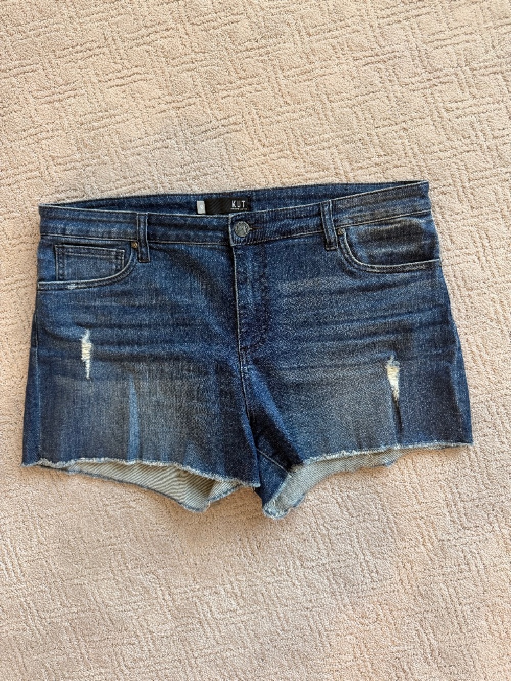 KUT from the Cloth Gigi High Rise Denim Fray Shorts, Size 16